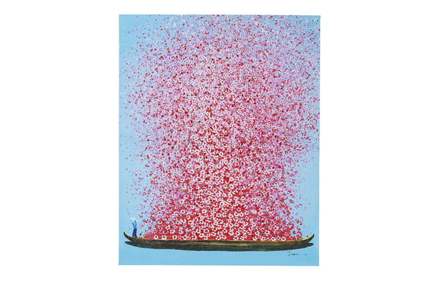 フラワーボート100x80cm タッチドピクチャー - アート・インテリア絵画