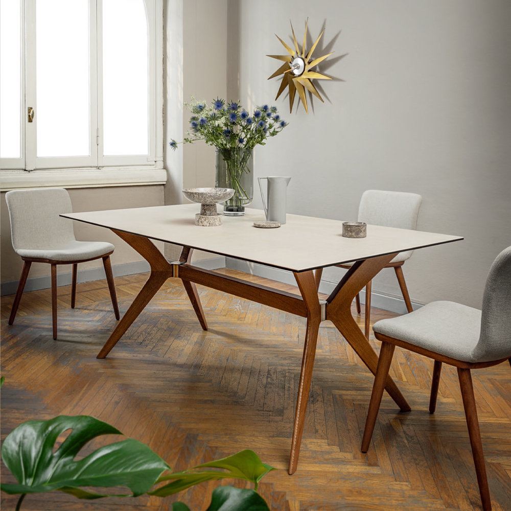 カリガリス トウキョウ セラミック ダイニングテーブル ／ Calligaris TOKYO ceramic Dining table[CS18-FR] P5C 天板：P5C ソルトホワイト 脚：P201 ウォールナット