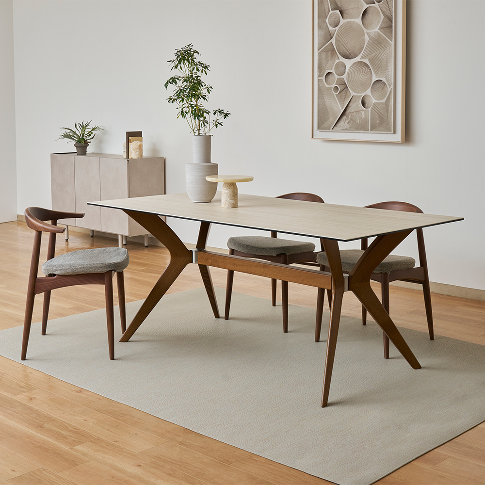 カリガリス トウキョウ セラミック ダイニングテーブル ／ Calligaris TOKYO ceramic Dining table[CS18-FR] P32C 天板：P32C トラベルチーノ　脚：P201 ウォールナット